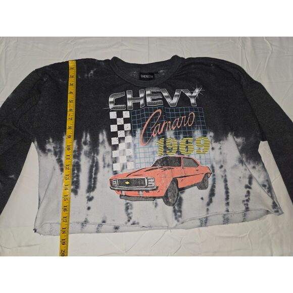 Chemistry Chevy Camaro Crop Sweatshirt Top Women Large Grey - Picture 3 of 7